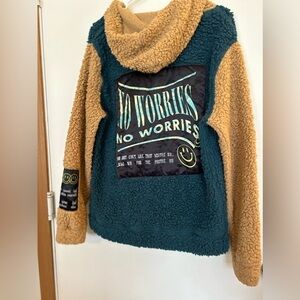 Brooklyn cloth unisex Sherpa camel brown and green hoodie